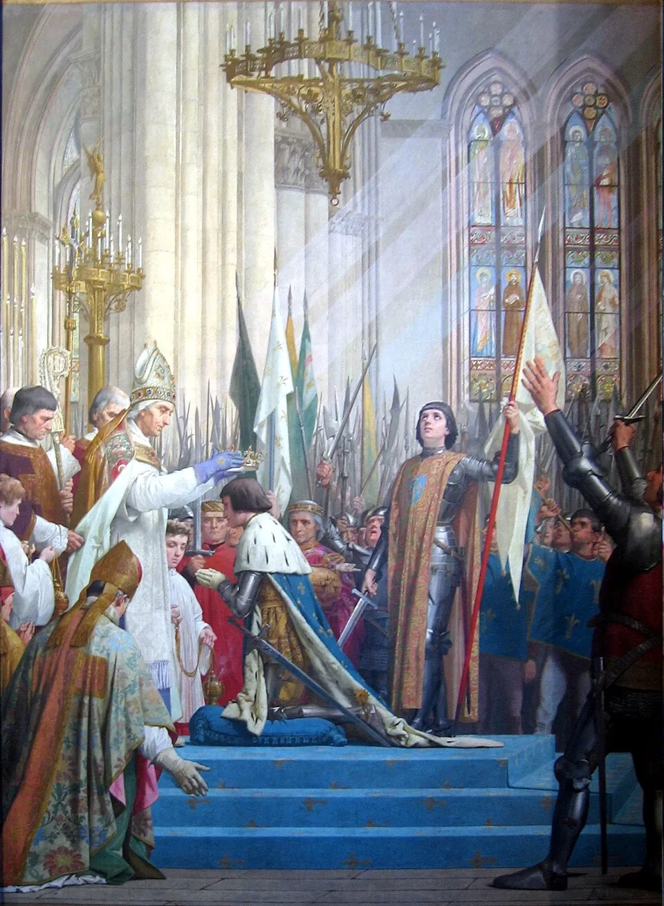 Sacre de Charles VII à Reims en présence de Jeanne d'Arc, fresque du Panthéon